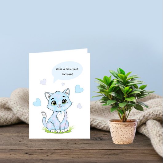 Blue Birthday kitty カード