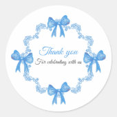 Blue Birthday Thank You Sticker ラウンドシール (正面)