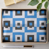 Blue Black and White Checkered Squares Pattern 薄葉紙