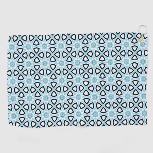 Blue, black and white geometric patterned  ゴルフタオル (横)