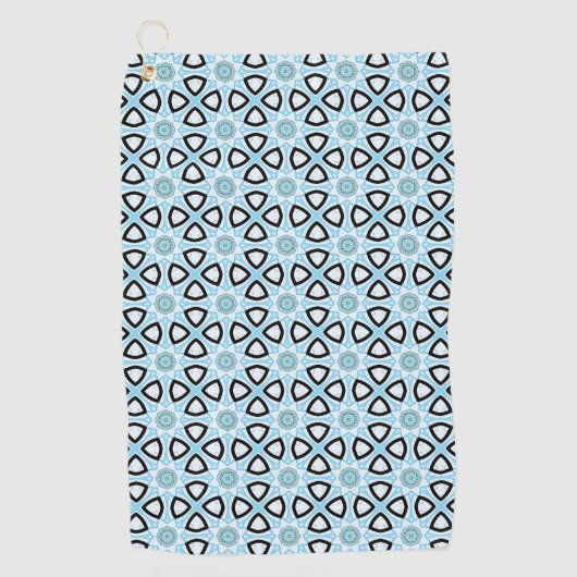 Blue, black and white geometric patterned  ゴルフタオル (正面)