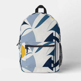 Blue Black and Yellow Abstract Backpack プリントバックパック