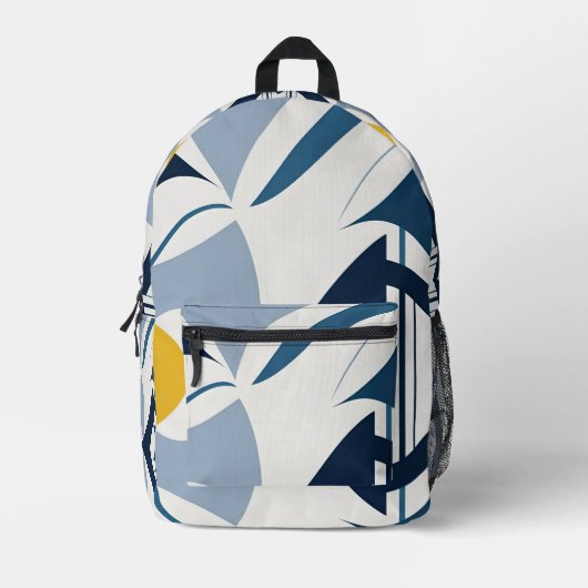 Blue Black and Yellow Abstract Backpack プリントバックパック (正面)