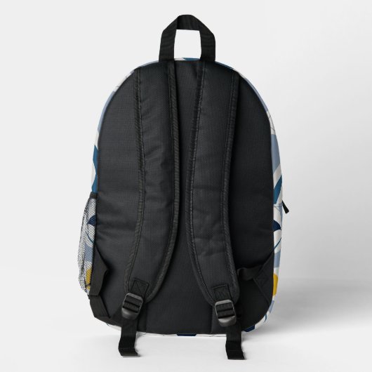 Blue Black and Yellow Abstract Backpack プリントバックパック (裏面)
