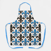 Blue Black Baroque Fleur-de-lis Pattern Design  エプロン (正面)