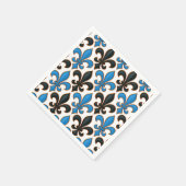 Blue Black Baroque Fleur-de-lis Pattern Design スタンダードカクテルナプキン (角)
