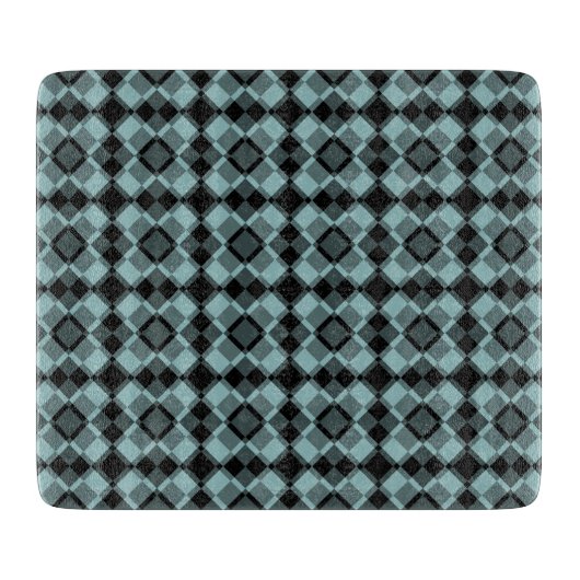 Blue Black Checker Argyle Pattern カッティングボード (正面)
