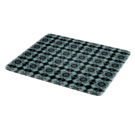 Blue Black Checker Argyle Pattern カッティングボード (角)