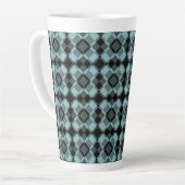 Blue Black Checker Argyle Pattern カフェラテマグ (左アングル)