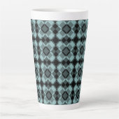 Blue Black Checker Argyle Pattern カフェラテマグ (正面)