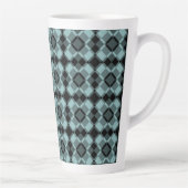 Blue Black Checker Argyle Pattern カフェラテマグ (右)