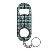 Blue Black Checker Argyle Pattern キーホルダー栓抜き (裏面)