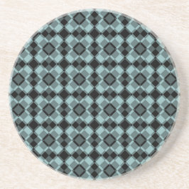 Blue Black Checker Argyle Pattern コースター