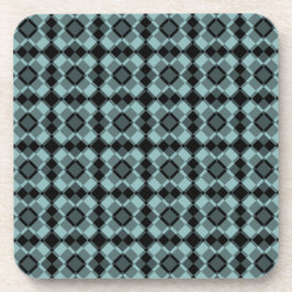 Blue Black Checker Argyle Pattern コースター