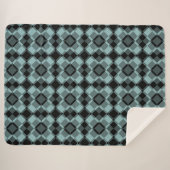 Blue Black Checker Argyle Pattern シェルパブランケット (正面(横))