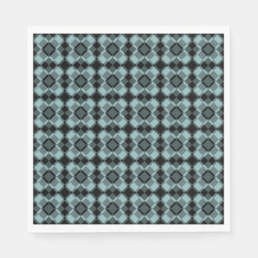 Blue Black Checker Argyle Pattern スタンダードランチョンナプキン (正面)