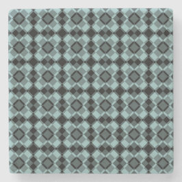 Blue Black Checker Argyle Pattern ストーンコースター