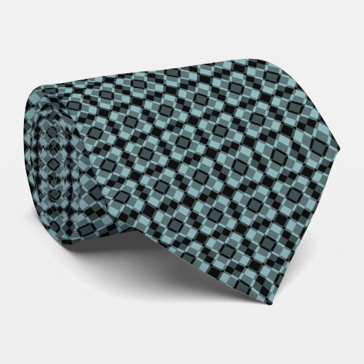 Blue Black Checker Argyle Pattern ネクタイ (ロール)