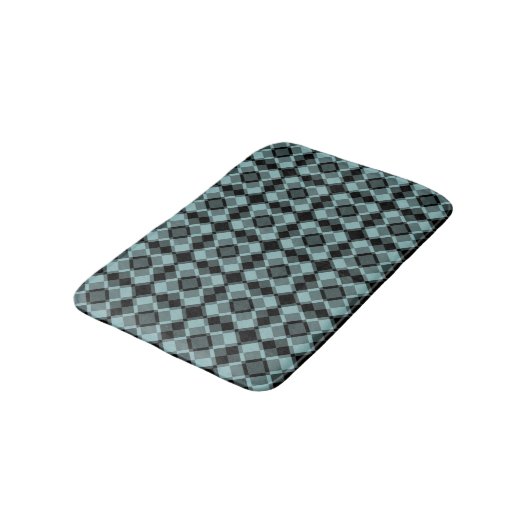 Blue Black Checker Argyle Pattern バスマット (アングル)