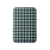 Blue Black Checker Argyle Pattern バスマット (正面縦)