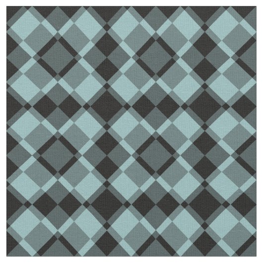 Blue Black Checker Argyle Pattern ファブリック (クローズアップ)
