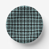 Blue Black Checker Argyle Pattern ペーパーボウル (正面)