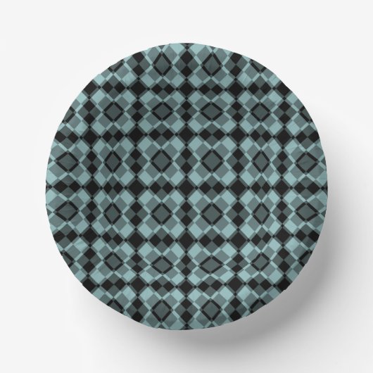 Blue Black Checker Argyle Pattern ペーパーボウル (正面)