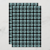 Blue Black Checker Argyle Pattern 招待状 (正面/裏面)
