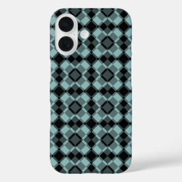 Blue Black Checker Argyle Pattern iPhone 16ケース