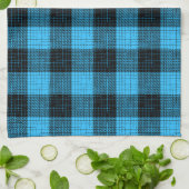 Blue Black Crosshatch Buffalo Check キッチンタオル (折り畳み)