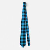  Blue Black Crosshatch Buffalo Check ネクタイ (正面)