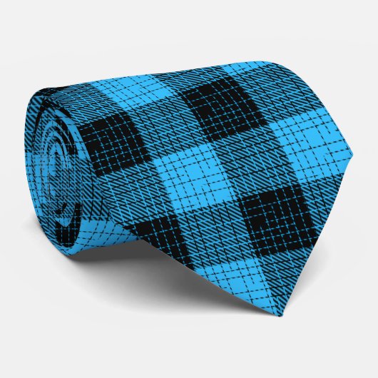  Blue Black Crosshatch Buffalo Check ネクタイ (ロール)