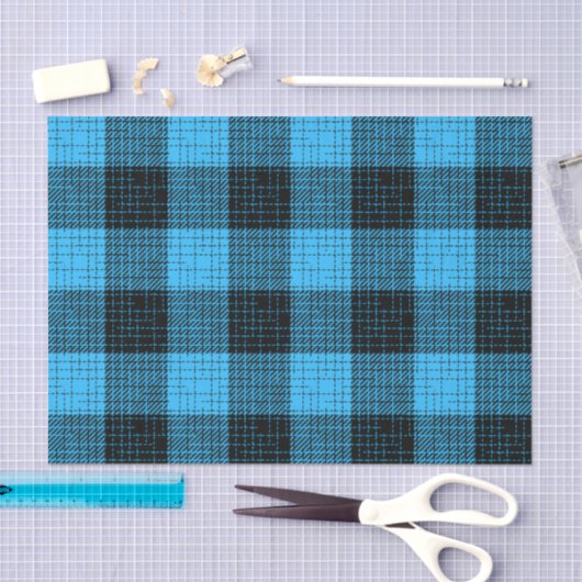  Blue Black Crosshatch Buffalo Check 薄葉紙 (クラフト)