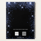 Blue black floral glitter dust name 2023 プランナー手帳 (裏面)