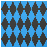 Blue Black Harlequin Diamonds Checkers Design  ファブリック (見本)