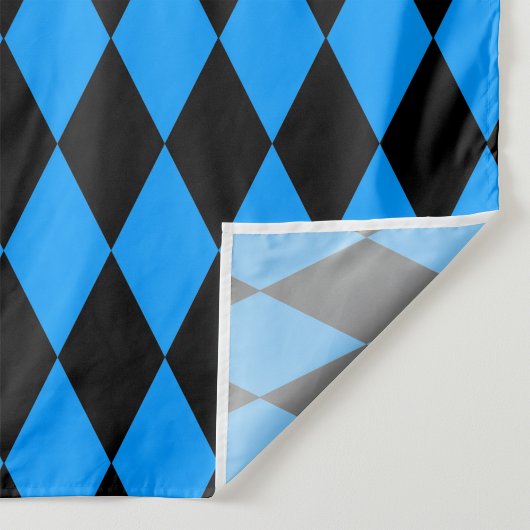 Blue Black Harlequin Diamonds Checkers Design  ファブリック