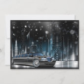 Blue & Black Limo Night in the City Birthday Party 招待状 (裏面)