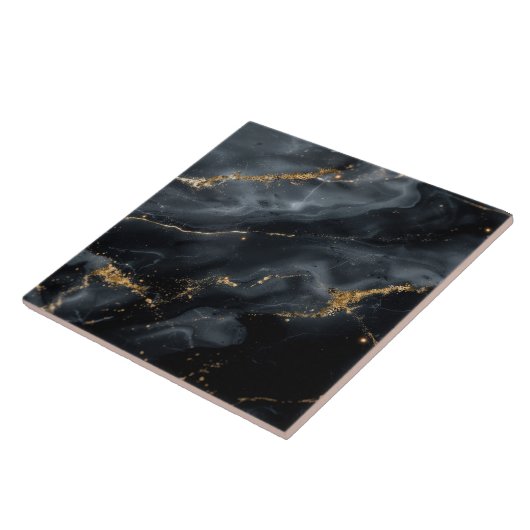 Blue-Black Marble Gold Glitter ID1172a タイル (側面)