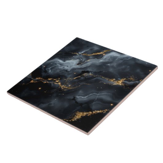 Blue-Black Marble Gold Glitter ID1172b タイル (側面)