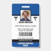 Blue & Black Medical Employee DoctorナースID バッジ (表面)