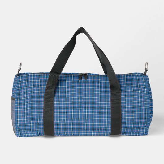Blue Black Plaid Classic Pattern ダッフルバッグ (裏面)