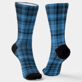 Blue Black Plaid Pattern ソックス (傾斜あり)
