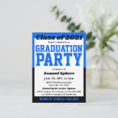 Blue Black School Colors Graduation Invitation 案内ポストカード (スタンド正面)