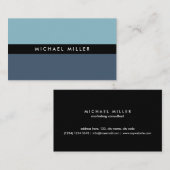 Blue black stripe simple minimal smart masculine 名刺 (正面/裏面)