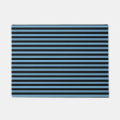 Blue Black Stripes Seamless Pattern ドアマット (正面)