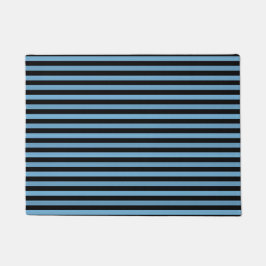 Blue Black Stripes Seamless Pattern ドアマット