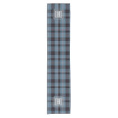Blue Black Tartan Monogram  ショートテーブルランナー (正面)