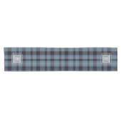 Blue Black Tartan Monogram  ショートテーブルランナー (横)