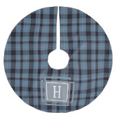 Blue Black Tartan Monogram  ブラッシュドポリエステルツリースカート (正面)