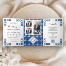 Blue Black Ukrainian Embroidery QR Code Wedding